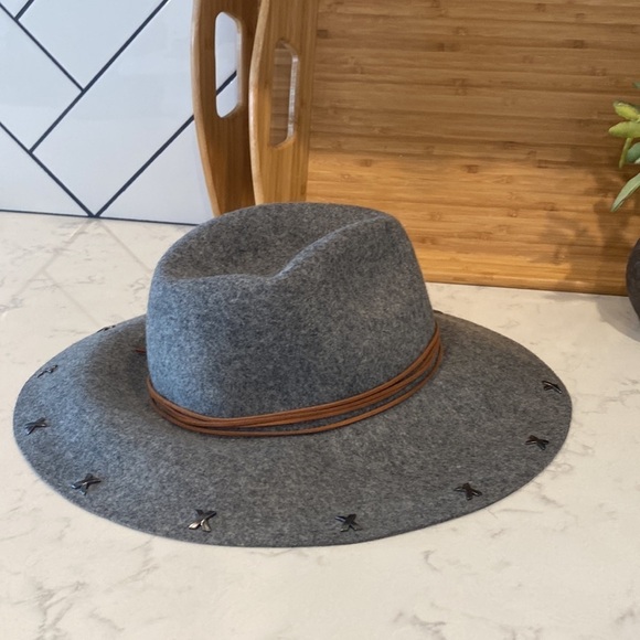 Green Label wool silver leather accents bohemian western Gypsy adjustable grey - Picture 5 of 8